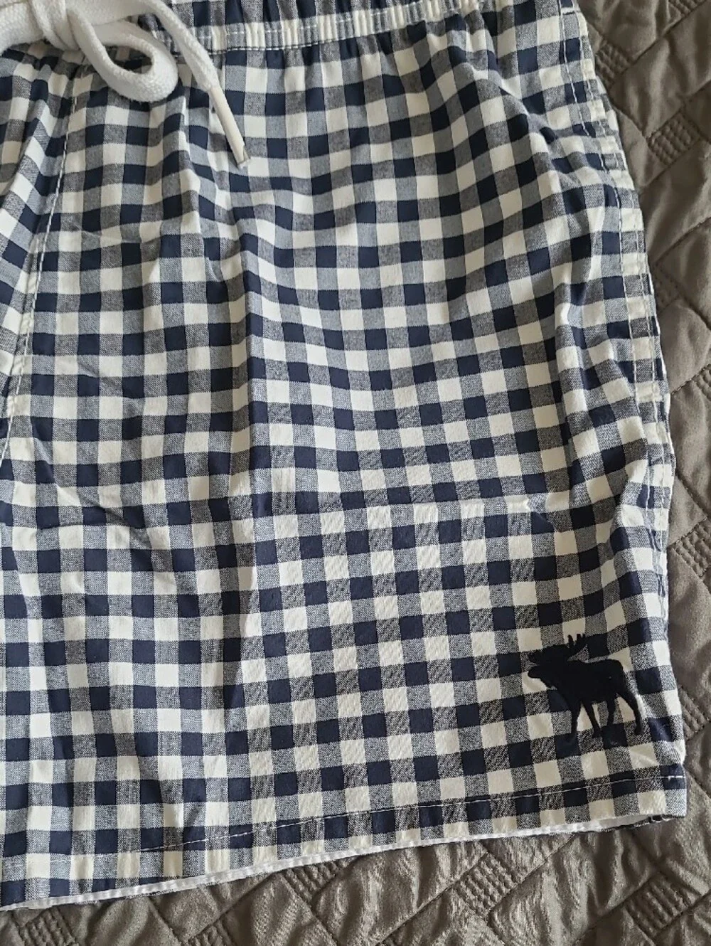 Abercrombie & Fitch Navy and White Checkered Swim Trunks